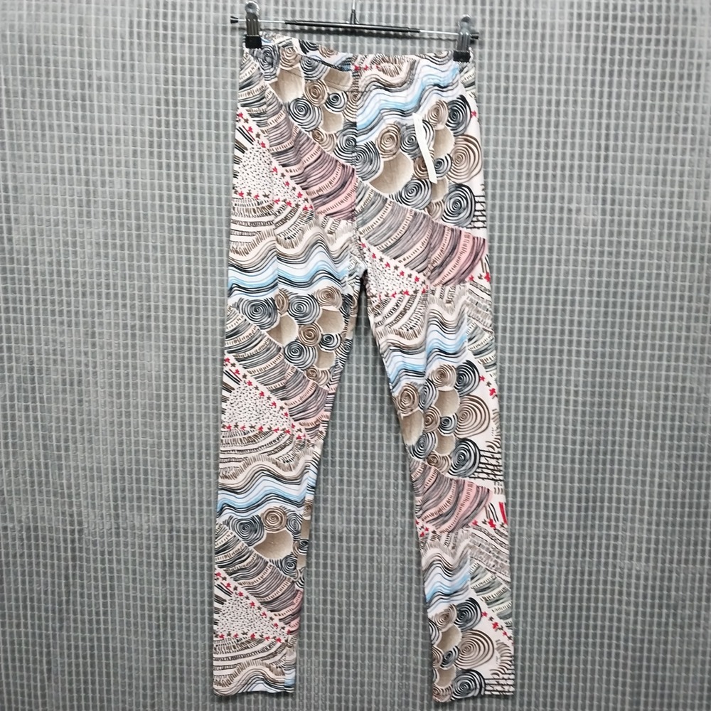 LA 12 ST Womens Leggings Abstract Swirl Print One Size Multicolor